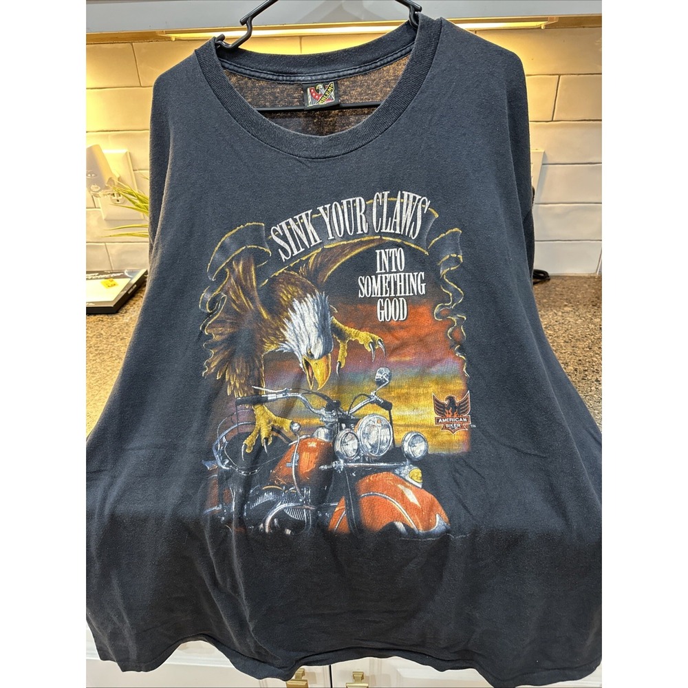 Vtg 80's 3D Emblem Sink Your Claws Harley Tee‎ 2xl